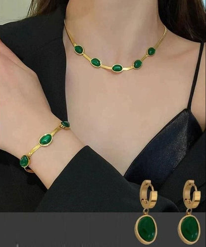 Crystal Pendant Necklace Set with Bracelet