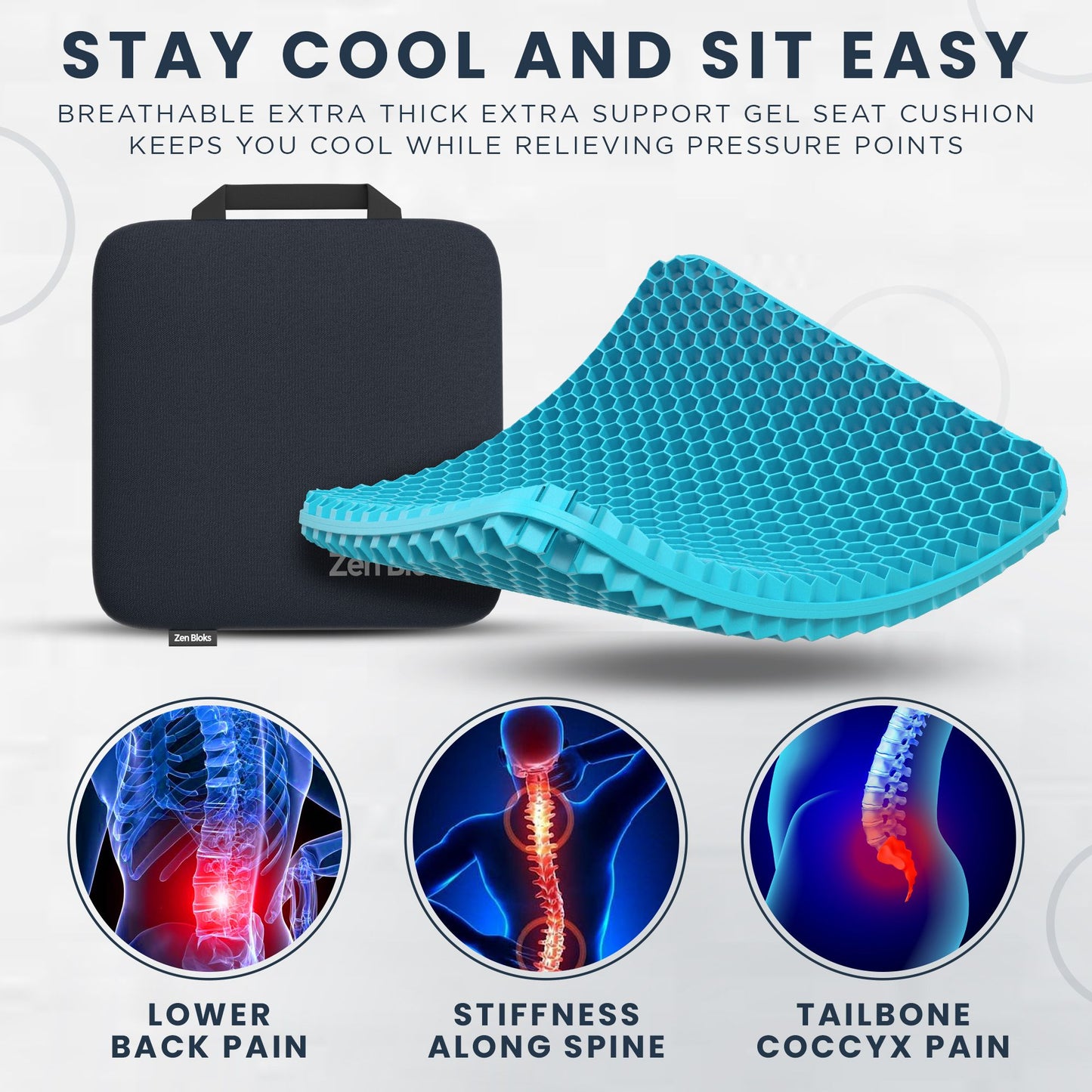 Orthopedic Gel Seat Cushion with Honeycomb Design